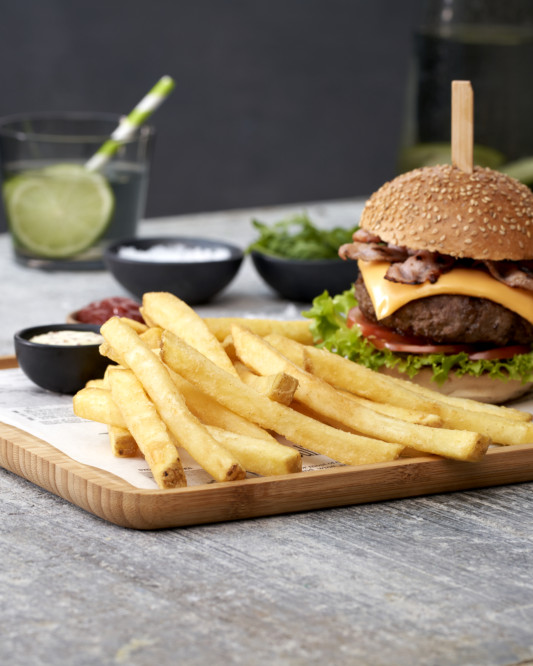 Super Crispy straight cut fries skin on